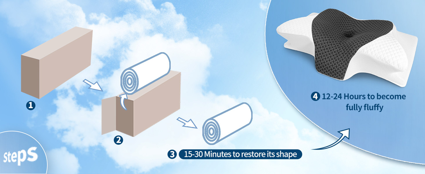 Подушка для шиї SAHEYER з Memory Foam, ортопедична, ергономічна, для тих, хто спить на боці, 60 x 35.5 x 10/13 см (Сіра)