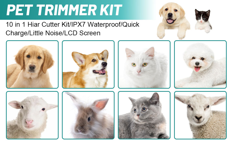 Професійна машинка для стрижки собак та котів Sjpzwcrl – бездротова, акумуляторна, з LCD-дисплеєм