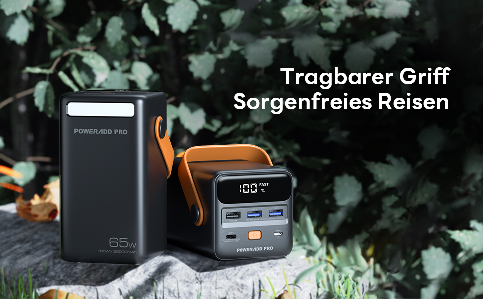 Powerbank 65W з USB-C, 50000mAh, LED дисплеєм, для ноутбуків, MacBook, телефонів (Samsung S23), чорний