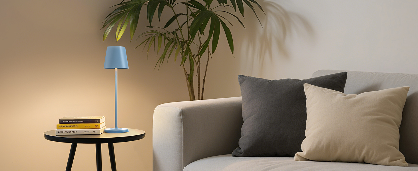 Світлодіодна настільна лампа 3-в-1 бездротова з акумулятором 5500mAh, регульована висота, димування, 3 кольори світла - USB лампа настільна металева водонепроникна сенсорна для дому та вулиці, комплект 2 шт. (Синій, 38.5x11.2x11.2 см)