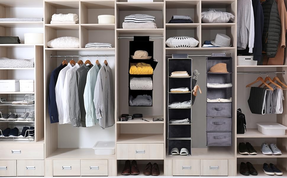 Органайзер для шафи Youdenova з 6 відділеннями: міцна підвісна система зберігання з MDF та бамбуковими опорами, бежевий