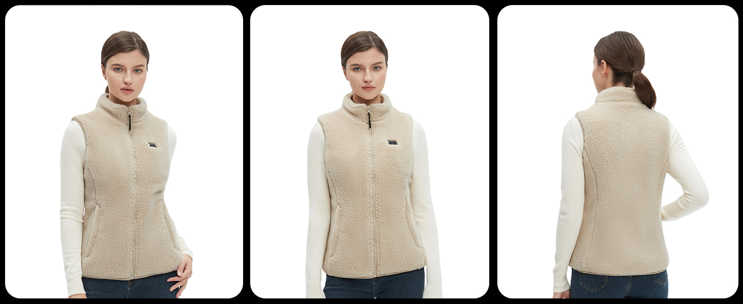 Електрична гріюча жилетка Daen з акумулятором 16000mAh, Sherpa, флісова жилетка для активного відпочинку та катання на лижах (XS, Хакі)