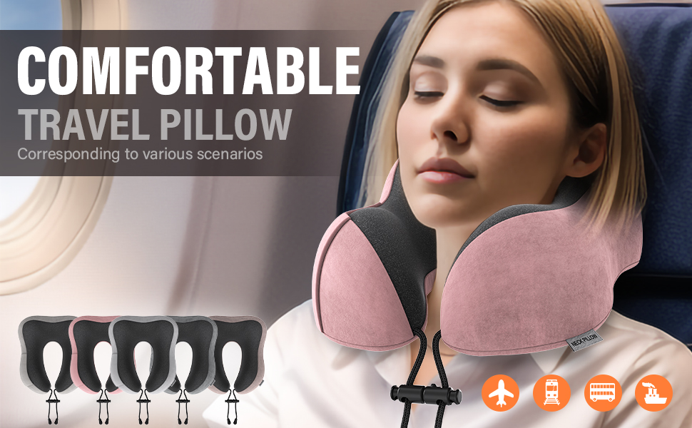 Подушка для шиї Sender Reisekissen з Memory Foam - для подорожей літаком, потягом, авто. Рожева.