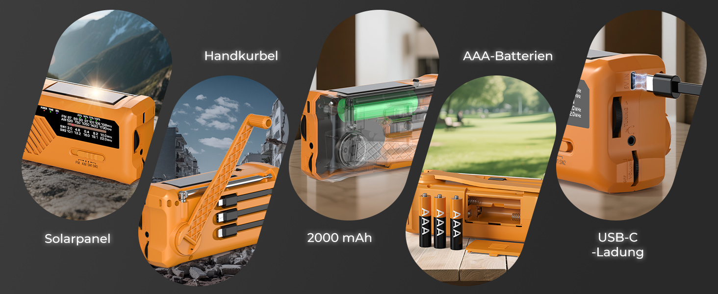 Радіо PRUNUS J-366 FM/AM/SW: Кисневе радіо, радіоприймач для надзвичайних ситуацій з акумулятором 2000mAh, ліхтарик, SOS-сигнал, зарядка для телефону. Чорний.