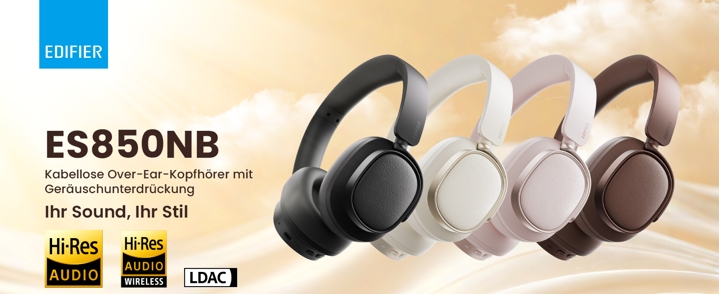 Навушники бездротові Edifier ES850NB Over-Ear з шумозаглушенням, Hi-Res Audio, Bluetooth 5.4, рожеві