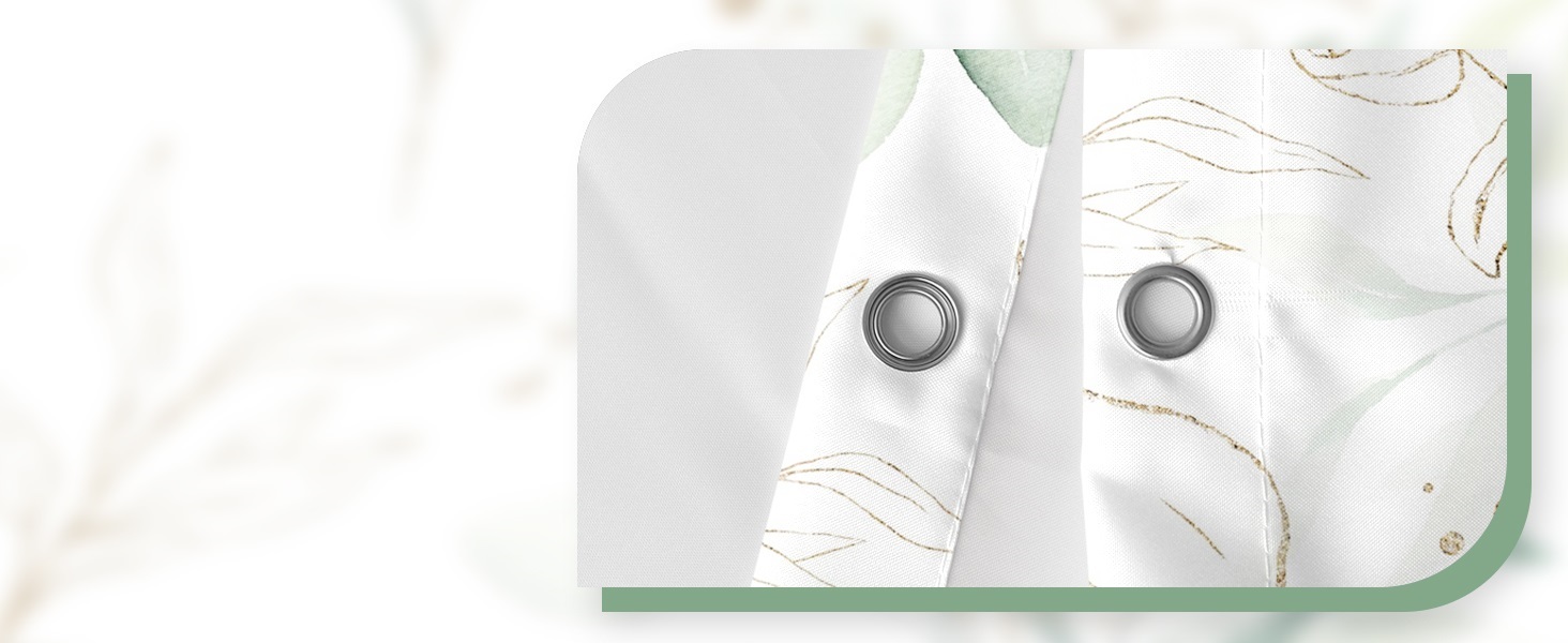 Штора для душу 120x200 см з евкаліптом, антигрибкова, акварель, водонепроникна, поліестер, з гачками для ванної кімнати