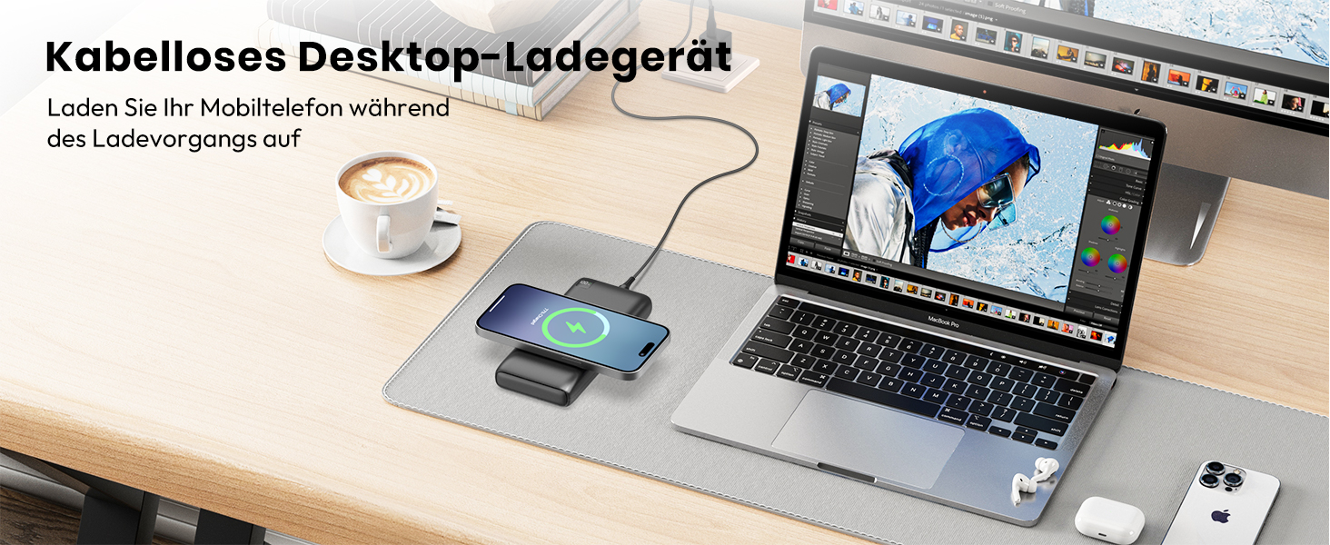 Power Bank BRENCIL 27000mAh з бездротовою зарядкою 15W, PD/QC, USB-C, чорний