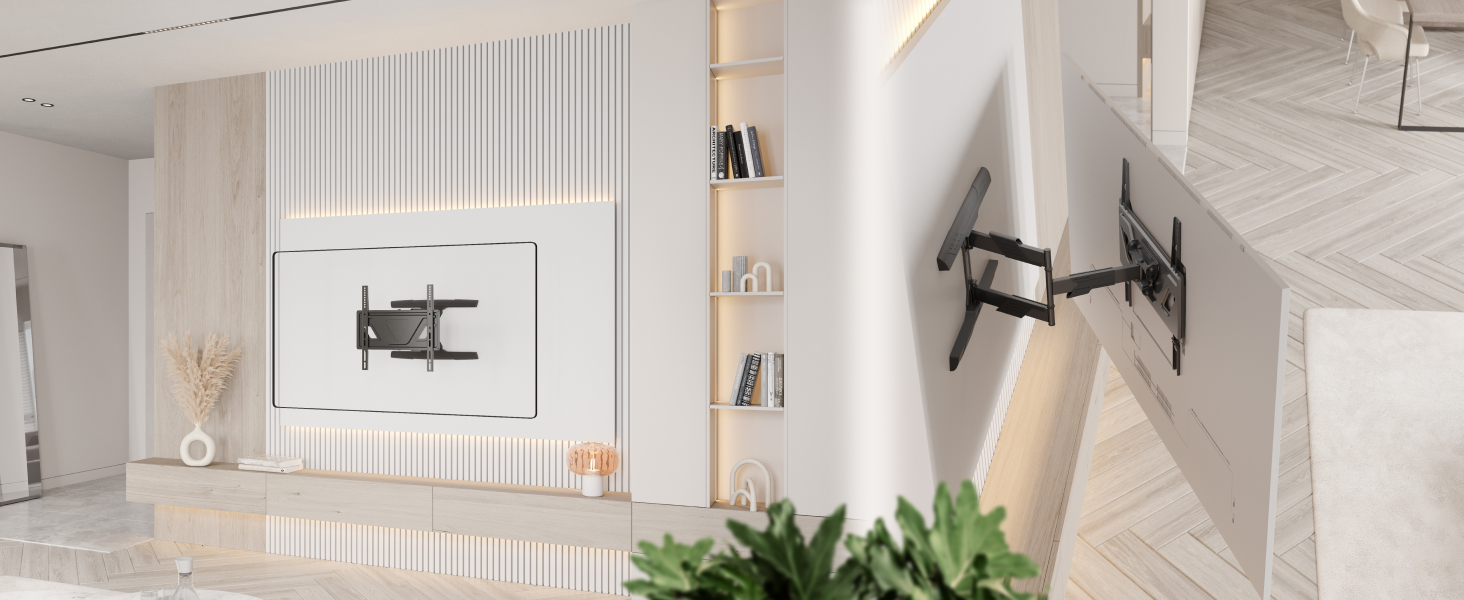 Кріплення для телевізора RICOO S9544 - поворотне та нахильне, для телевізорів 40-65 дюймів, до 45 кг, VESA 400x400 мм, універсальне, підходить для плоских та curved телевізорів