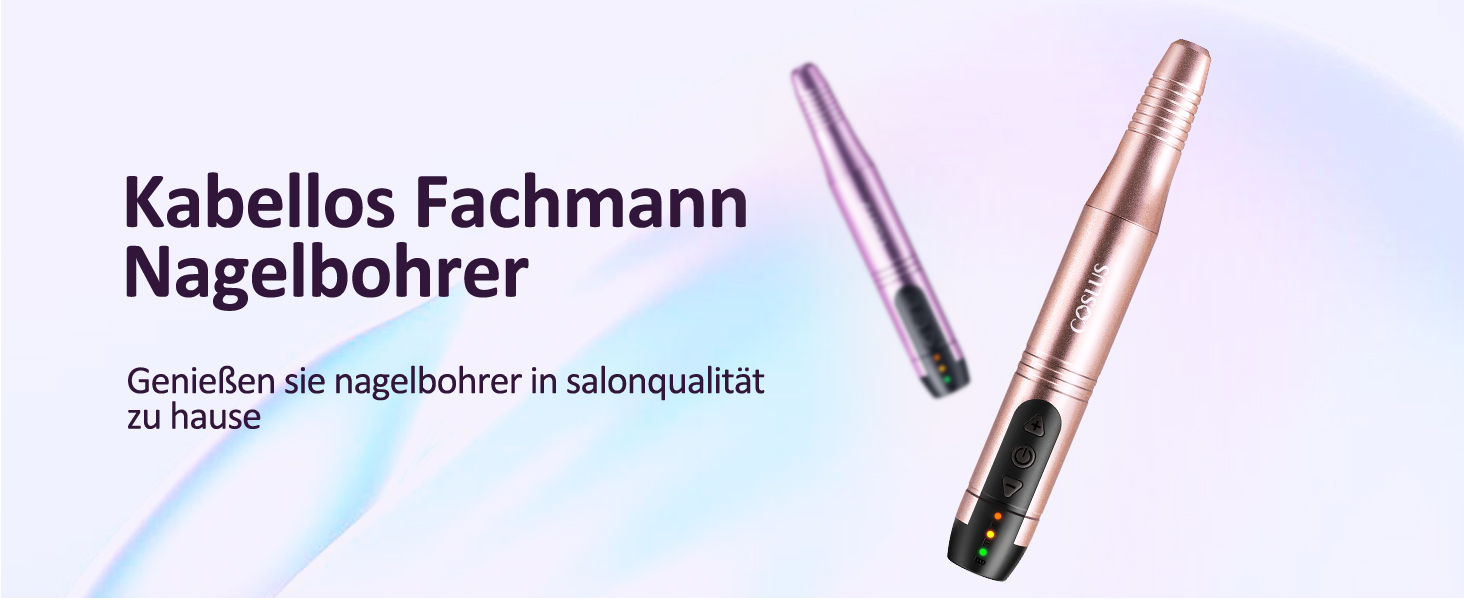 COSLUS Бездротовий портативний фрезер для нігтів 11 в 1: манікюр та педикюр, фрезер для гелю та акрилу, рожеве золото