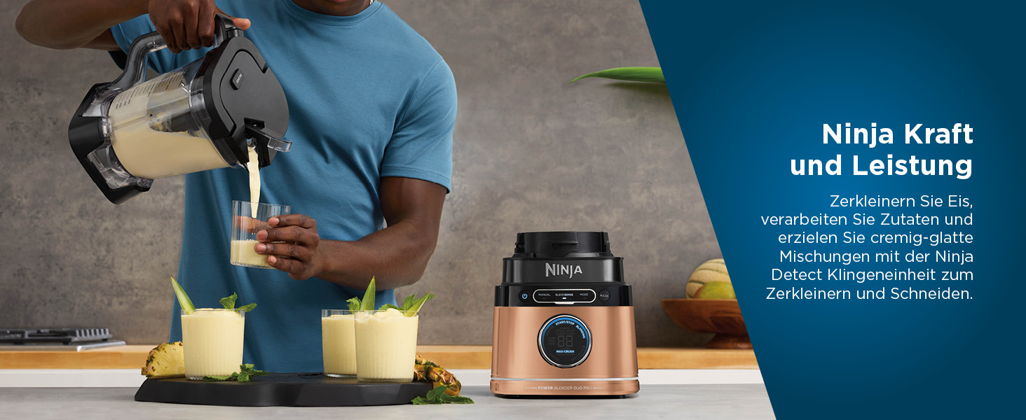 Ninja 2-in-1 Detect Power Mixer Pro with Jug & Single Serve Cups - 1200W, Black & Copper