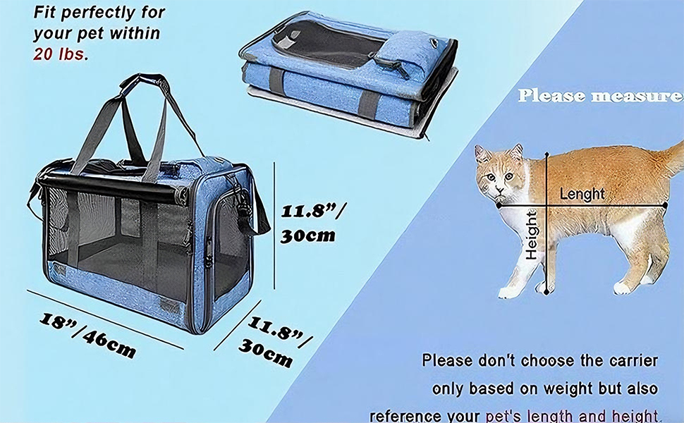 Складана переносна переносна сумка-переноска для собак та котів, 46x46x30 см, сіра