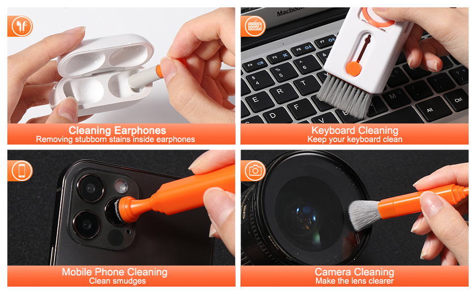 Набір для чищення клавіатури Vinabo 11 в 1: щітки, інструменти для AirPods, iPhone, iPad, навушників, телефону, камери, ноутбука