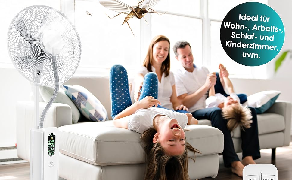 Настільний вентилятор KESSER Frosty з водяним охолодженням та ультразвуковим зволожувачем, з пультом ДУ та таймером, білий