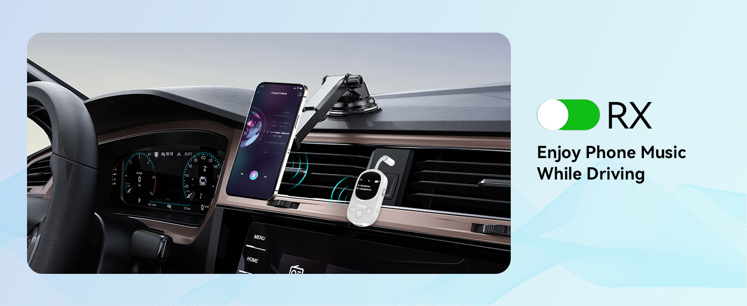 Bluetooth-адаптер 2-в-1 (передавач та приймач) з OLED-дисплеєм, aptX Low Latency, роз'єм 3.5 мм Jack для ТБ, літака, навушників та AirPods, чорний