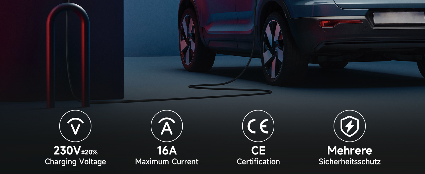 Кабель зарядного пристрою для електромобіля Schuko 6м 3.68kW 6-16A (Тип 2), EV, KS10-01, KS10-3.6kW