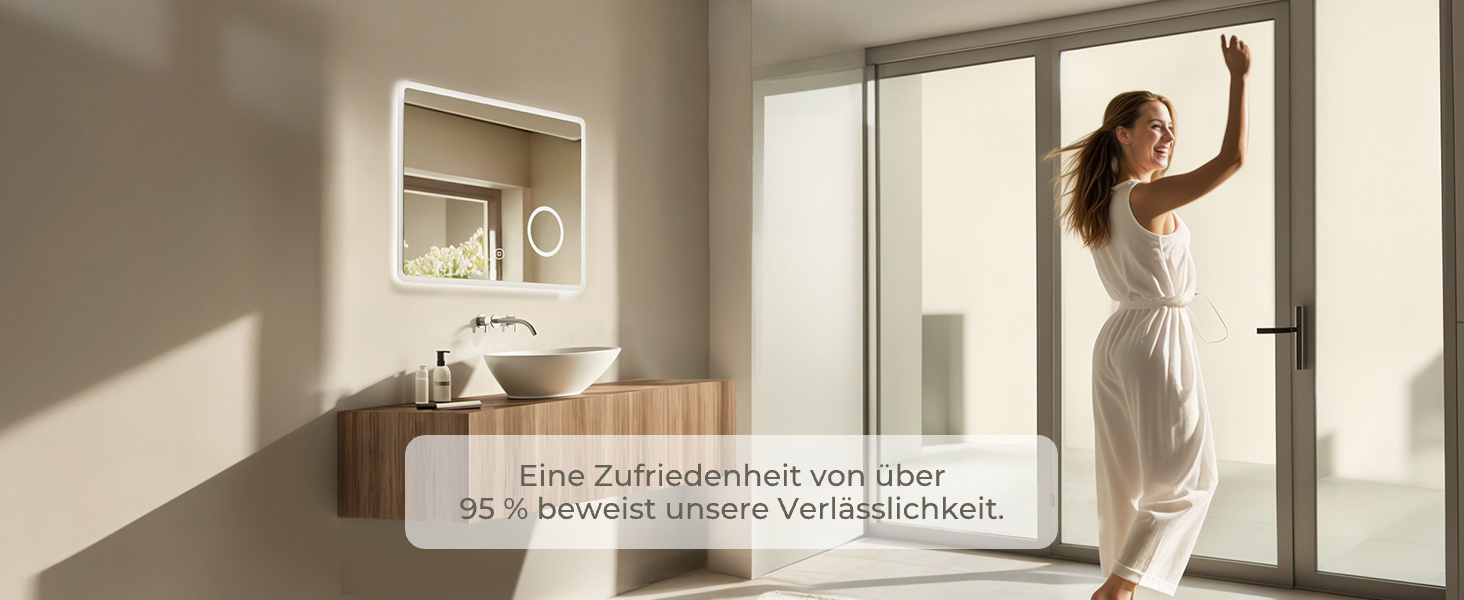 Дзеркало для ванної кімнати з підсвічуванням LED 80x60 см, регульоване, 3 кольори світла (3000K/4000K/6500K), антизапарник, вертикальна/горизонтальна установка, з 3x збільшенням