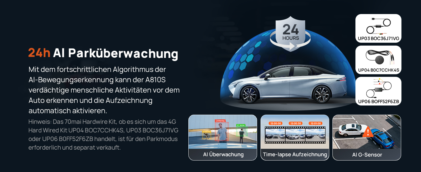 Автомобільний відеореєстратор 70mai A810S 4K з HDR, нічним баченням STARVIS 2, ADAS та карткою пам'яті 128ГБ, 24/7 моніторинг паркування