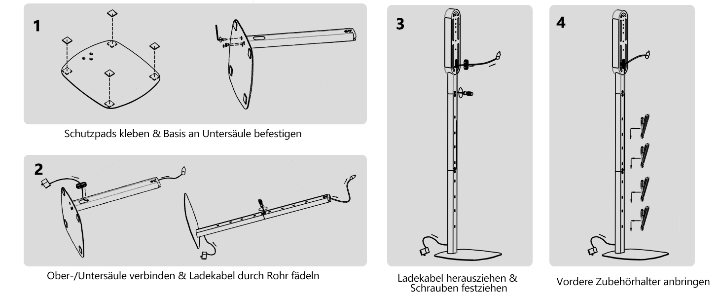 Підставка для пилососів Dyson G5, V15, V12, V11, V10, V8, V7, V6, металева, з 4 гачками та 4 полицями, без свердління, стабільна, на підлогу, приховане кріплення кабелю (темно-сірий)