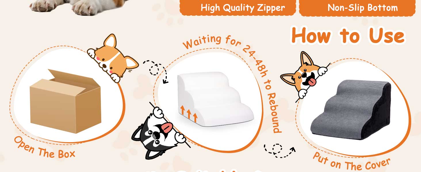 Сходинка для собак Nobleza – 3 сходинки, сіра, 35x56x40 см, для маленьких собак, з миючим покриттям та протиковзким дном