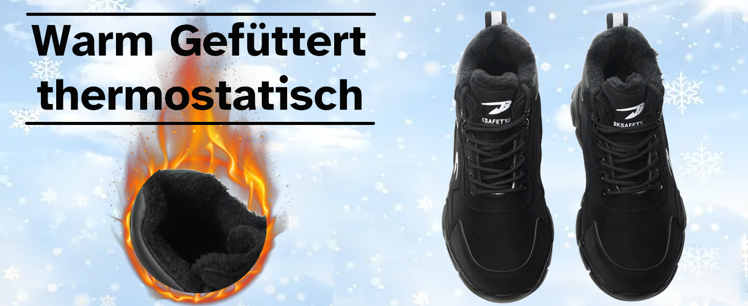 Черевики безпеки для чоловіків та жінок, водонепроникні зимові утеплені черевики з металевим носком, чорні, розмір 43 EU