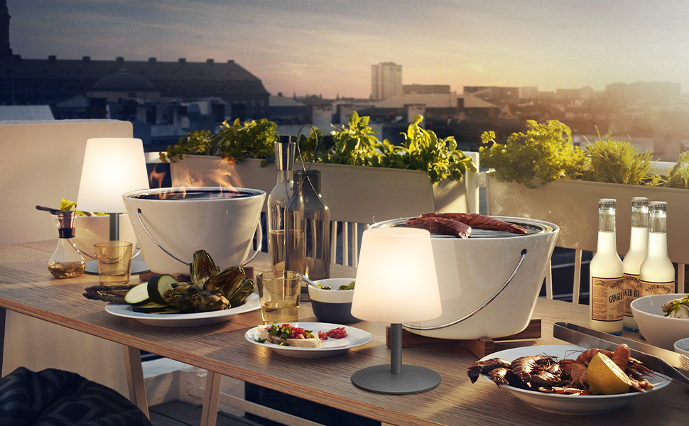 Акумуляторний світлодіодний настільний світильник MALUX з димером, теплий/холодний світ (3000K/7500K), водонепроникний IP44, сірий - для дому та саду