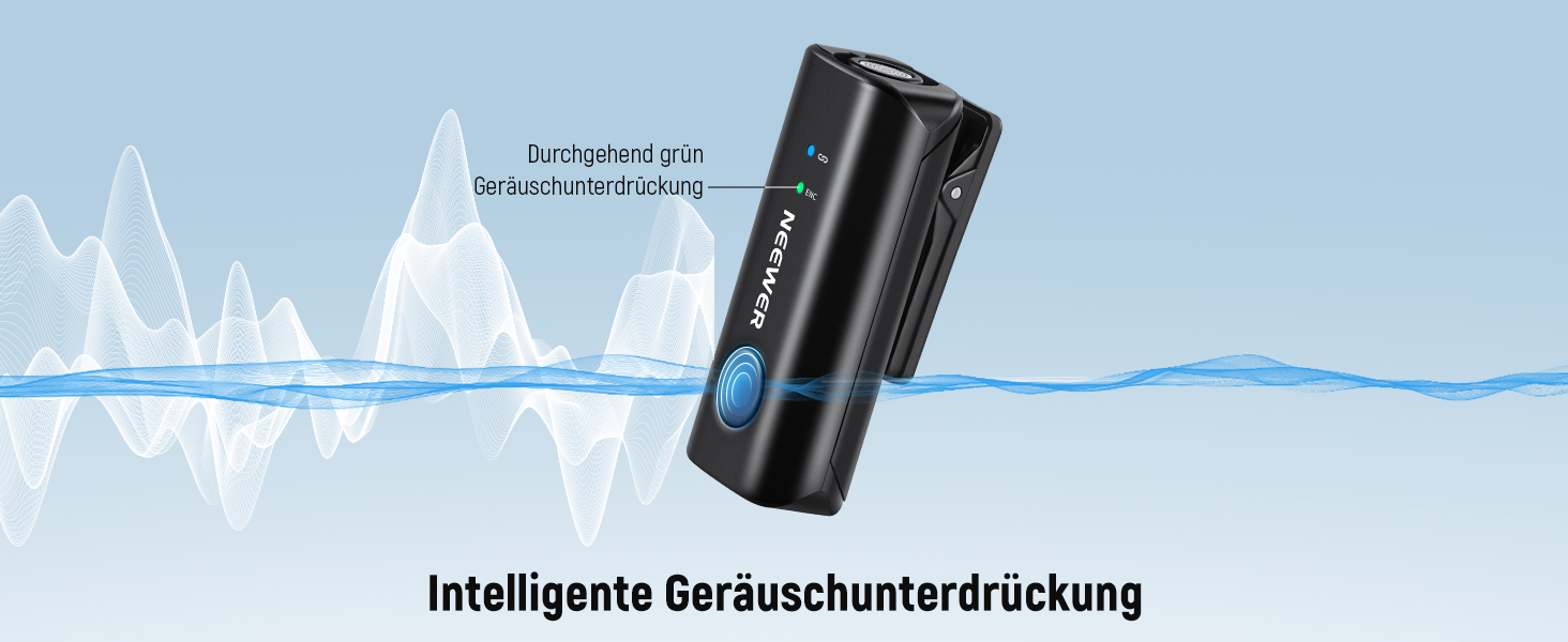 NEEWER Бездротовий петличний мікрофон KM23B: 48kHz/24Bit, 8 годин роботи, шумозаглушення, USB-C, сумісний з DJI, Insta360, iPhone, Android, PC