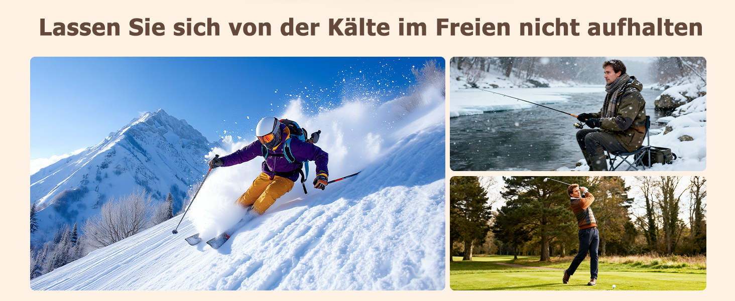 Електричний грілка для рук 2-в-1 з магнітом, 6000mAh, LED-дисплеєм, швидкий нагрів, до 9 годин роботи, для спорту, гольфу, кемпінгу, чорний