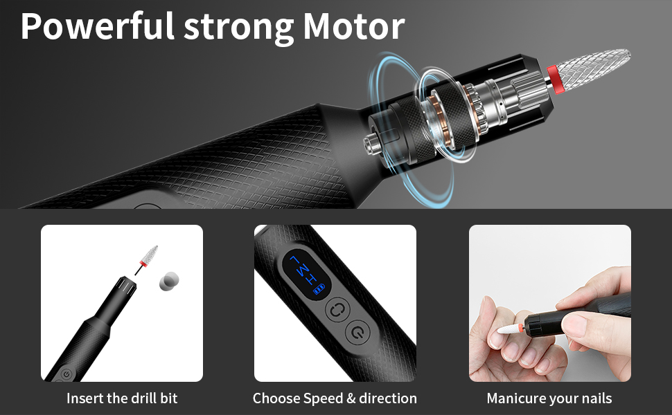 Електрична машинка для манікюру CNMTCCO Nagelfräser 12 в 1 з LCD дисплеєм, 18000 об/хв, для гелю та акрилу