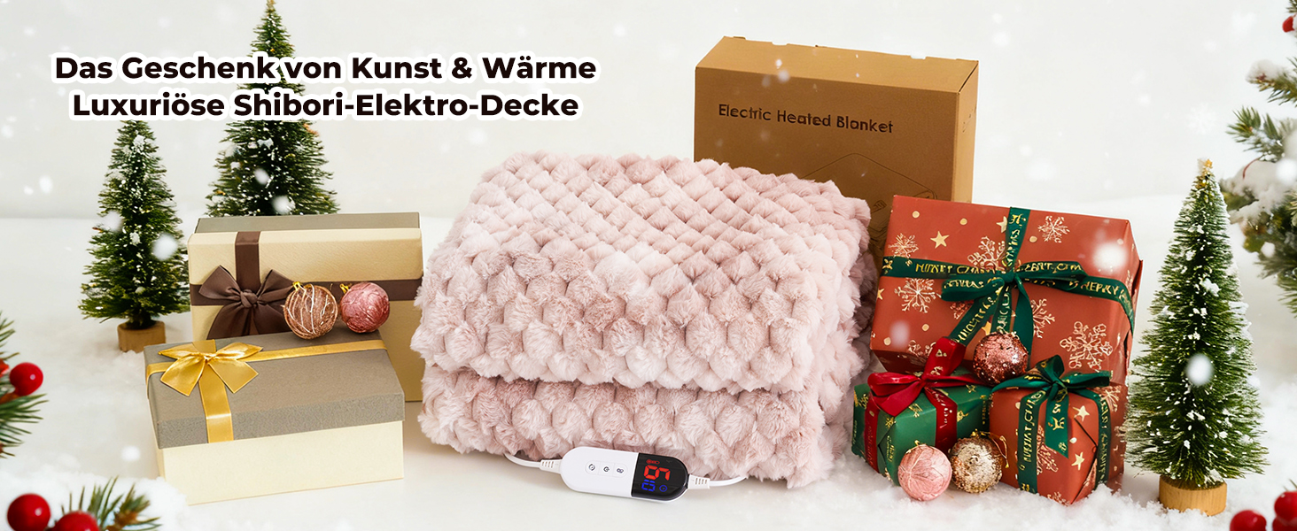 Електричний килим-плед CURECURE з підігрівом 130x180 см, 3D жакард, плюш та фланель, 6 режимів нагріву, таймер 1-10 годин, для ліжка, дивану, офісу (Рожевий)