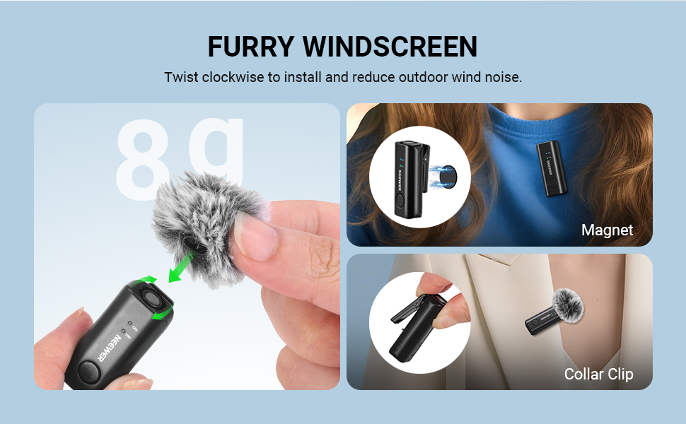 NEEWER Бездротовий петличний мікрофон KM23C: 48kHz/24Bit, 8 годин роботи, шумозаглушення, USB-C, сумісний з DJI, Insta360, iPhone, Android, PC