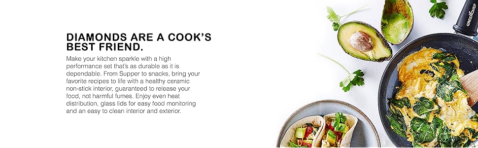GreenChef Diamond Soft Grip Non-Stick Coating, 30cm, PFAS-free, Induction, Dishwasher-safe, Black 30cm (Frying Pan Set, 2-piece Frying Pan Set)