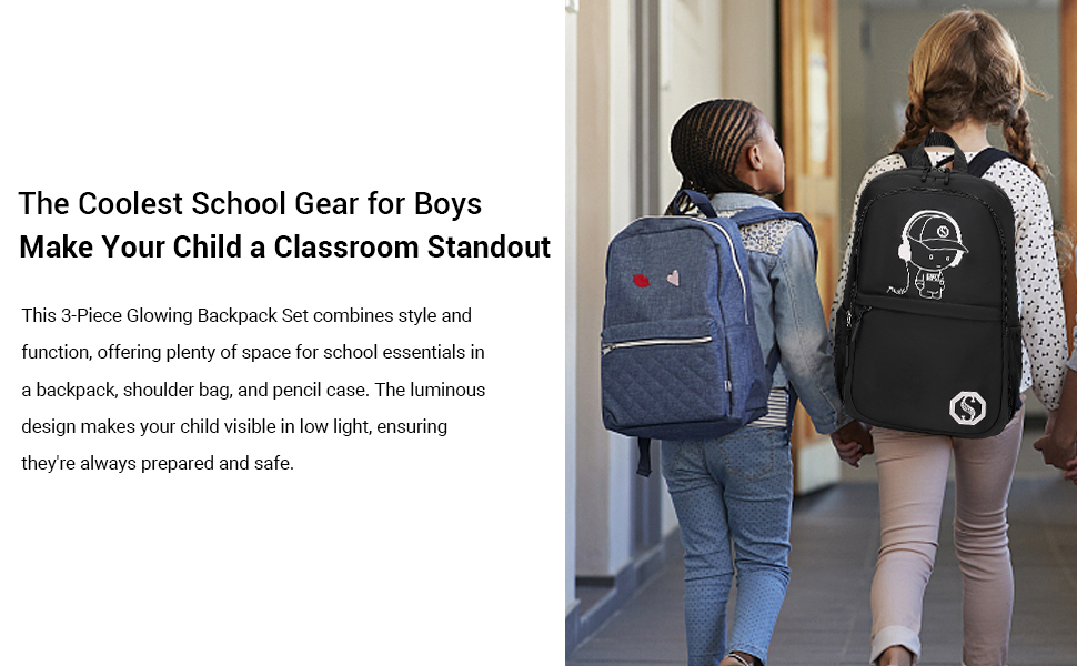 KONO Рюкзак для школи 3-в-1, Набір: рюкзак, сумка через плече, пенал, для ноутбука 15.6