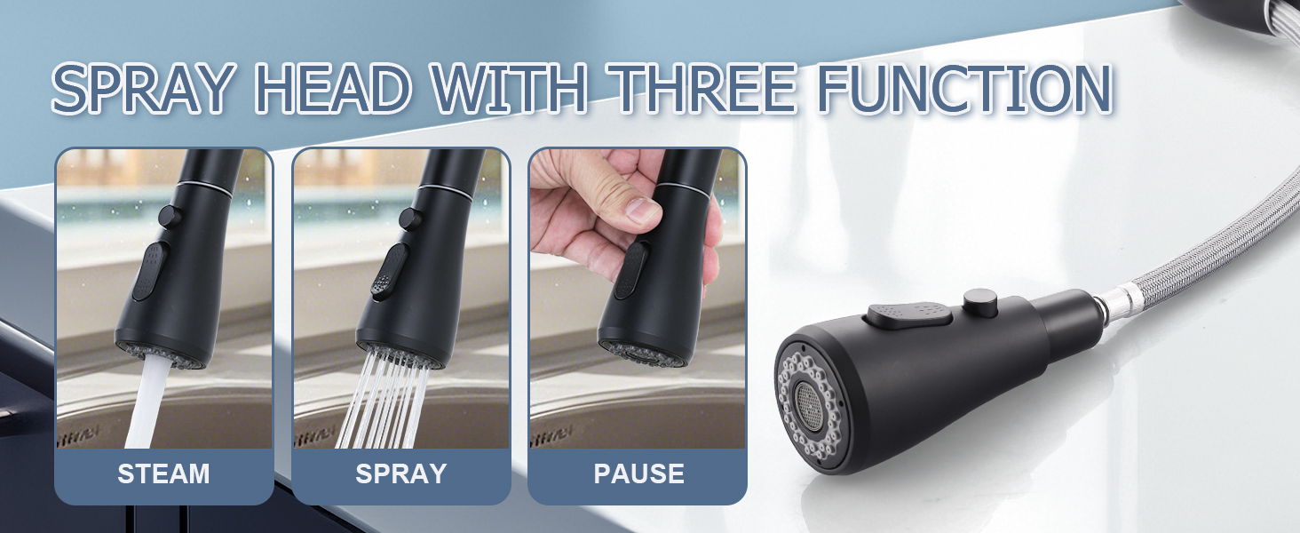 Кран кухонний iVIGA висувний з душем, водоспад, 360° поворот, мікшер, 3 режими, брашований нікель