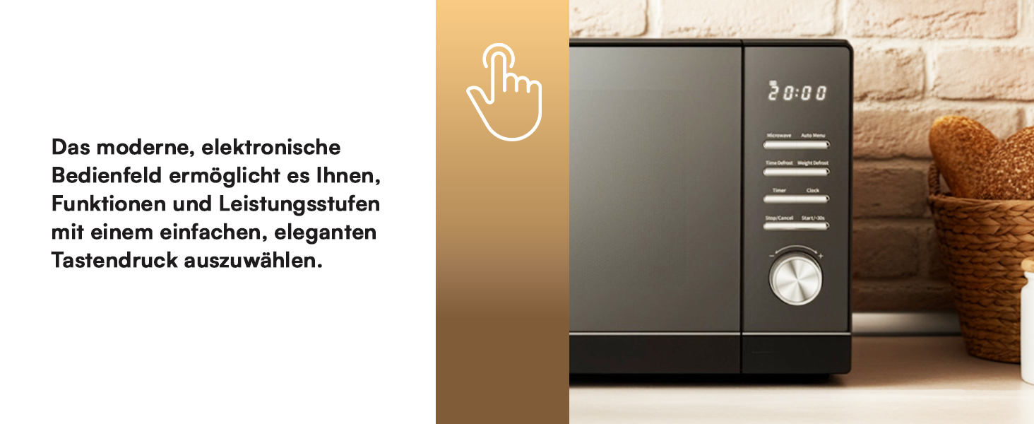 Мікрохвильова піч HMW-MD25DMRBK Mirror Black, 25 л, 800 Вт, 5 рівнів потужності, таймер, функція розморожування, чорний колір, поворотний піднос 28,5 см, 3 роки гарантії