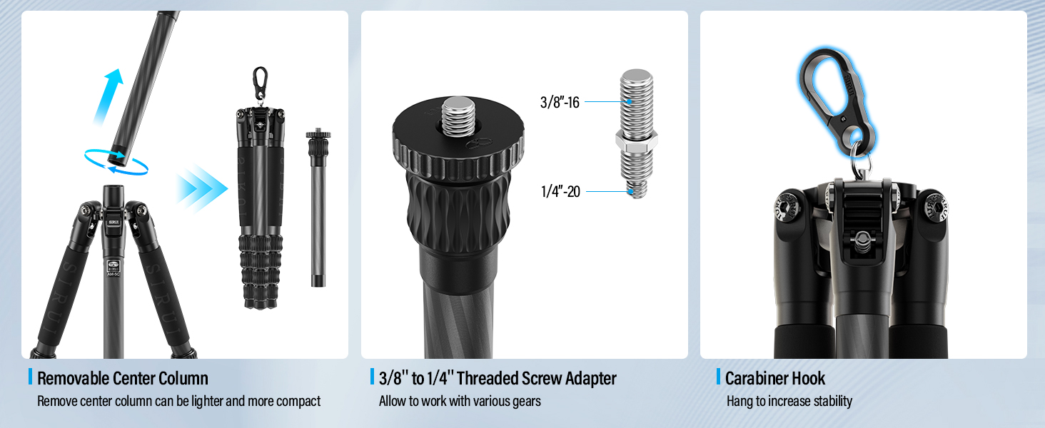Штатив SIRUI AM-5C Carbon з кульковою головкою, 140 см, вантажопідйомність 10 кг