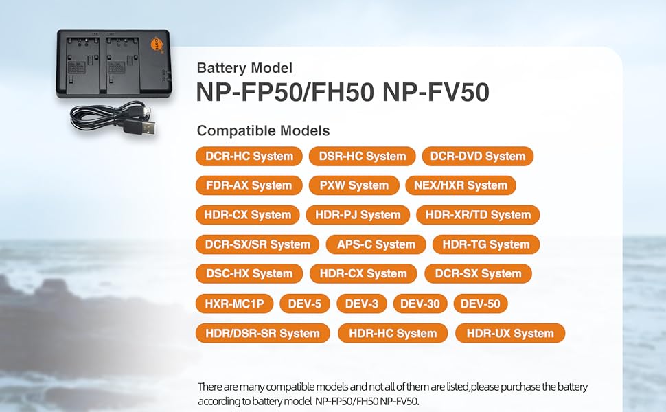 Подвійний зарядний пристрій DSTE NP-FH50 USB для Sony NP-FP50, NP-FH100, NP-FV50, NP-FV/FP/FH акумуляторів, Micro-USB