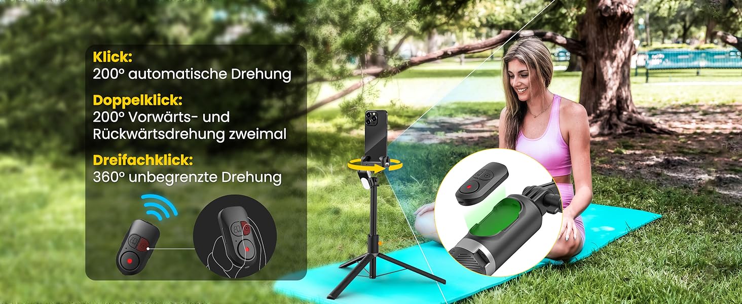 Стабілізатор для телефону AOCHUAN M2Pro Black з відстеженням обличчя, 4-в-1 RGB-підсвічування, 108 см, для iPhone та Android