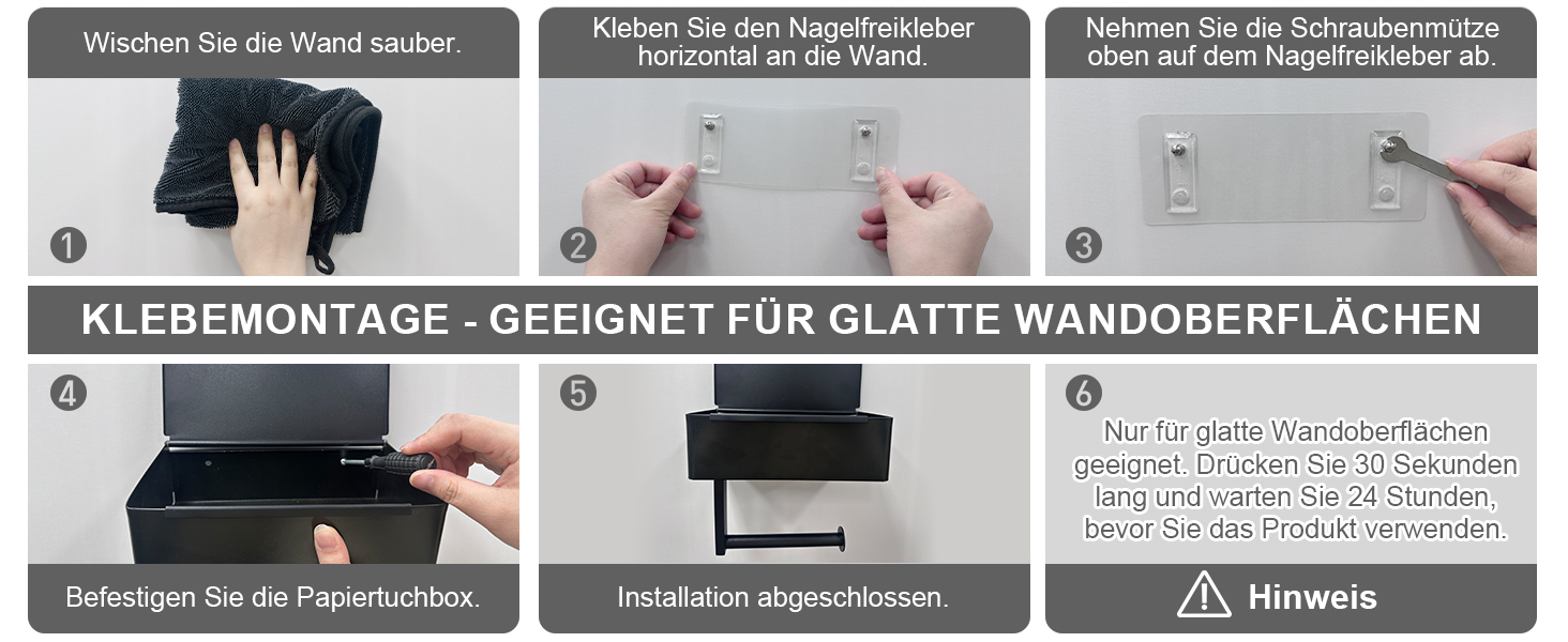 Тримач туалетного паперу SURFOU без свердління, чорний, 3-в-1, з боксом для вологих серветок, нержавіюча сталь, для ванної кімнати/туалету