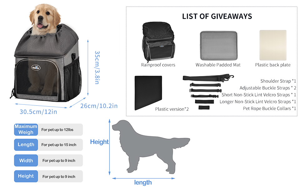 Фahrradkorb Wakytu Hunde Transporteur: Рюкзак-переноска для собак на велосипеді, сірий, 31x26x36 см