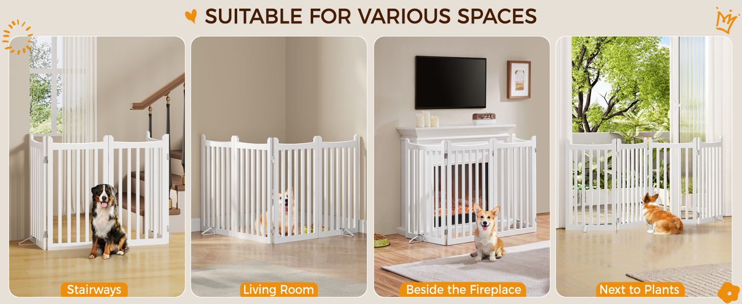 Захисне ґратка для собак Yaheetech, 90.5 x 201.5 см, білий, 4 панелі