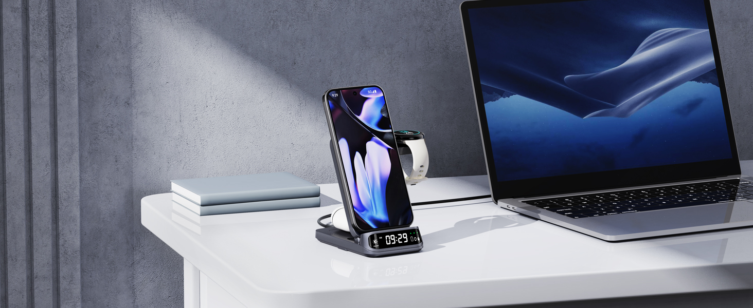 Бездротова зарядка SwanScout для Google Pixel 9 Pro Fold/9a/9/Fold/8/7/6, Pixel Watch 3/2, Fitbit Versa 4/3 (708G2, без адаптера)