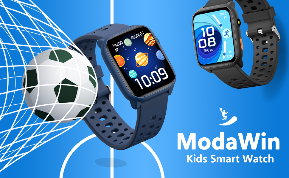 Дитячий розумний годинник Smartwatch Kinder з фітнес-трекером: пульсометр, крокомір, моніторинг сну, водонепроникність IP68, ігри, 1.85' HD-екран для дівчаток та хлопчиків 6-16 (блакитний)