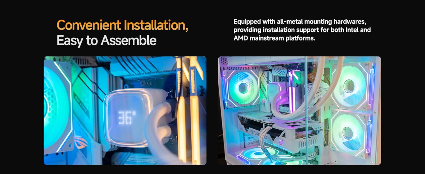 AIO рідинне охолодження ПК з цифровим дисплеєм, 360мм, для AMD AM4/AM5 та Intel LGA 115X/1200/1700/1851 (Iota L24 BK)