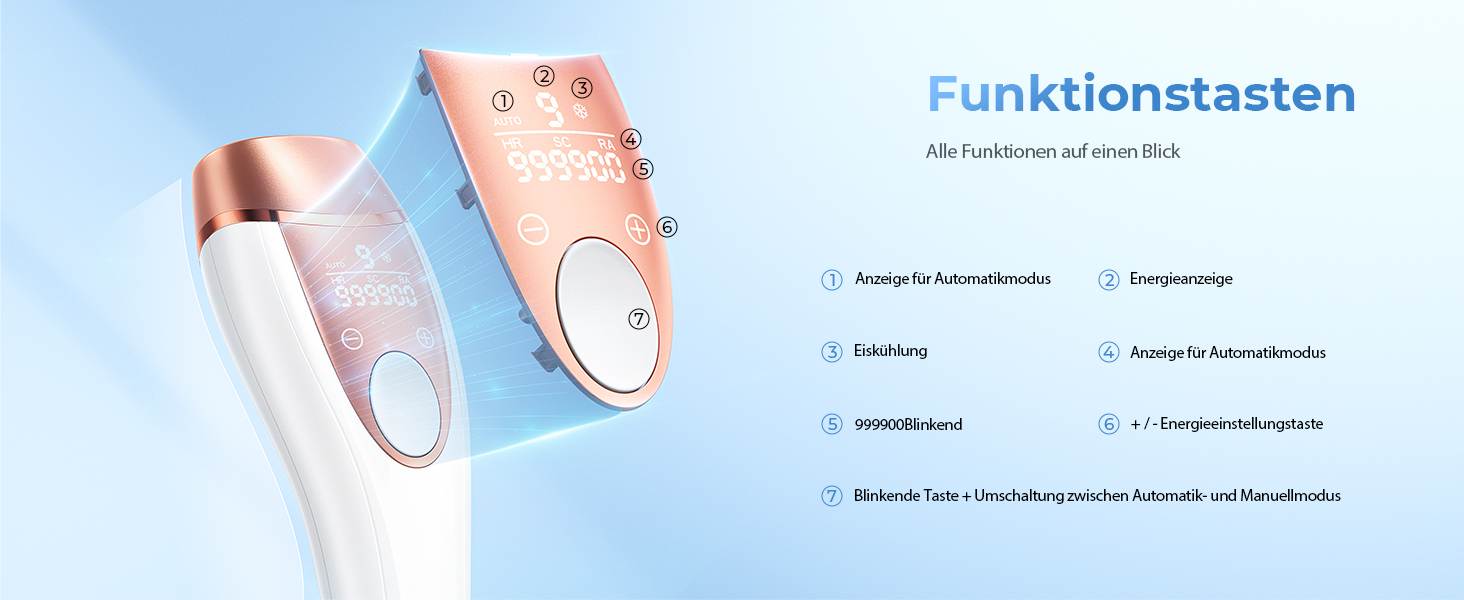 Пристрій для епіляції IPL з охолодженням, 21J та 9 рівнів потужності, 999,900 імпульсів, для жінок, тіло, ноги, зона бікіні, під пахвами