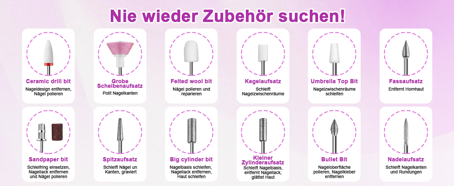 Електричний фрезер для нігтів EWEIMA 13 в 1 бездротовий, 35000 об/хв, 35 швидкостей, 66 насадок для гель-манікюру, професійний нейл-дриль, 1000mAh, сірий