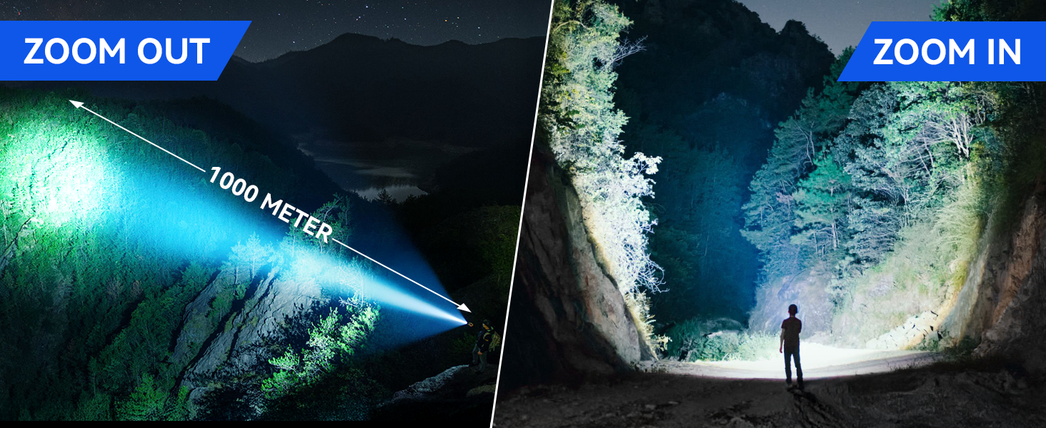 LED ліхтарик XHP70.2 на 1000000 люменів, перезаряджається, з зумом, 5 режимів, водонепроникний IP67, для кемпінгу, туризму, надзвичайних ситуацій SR5000S
