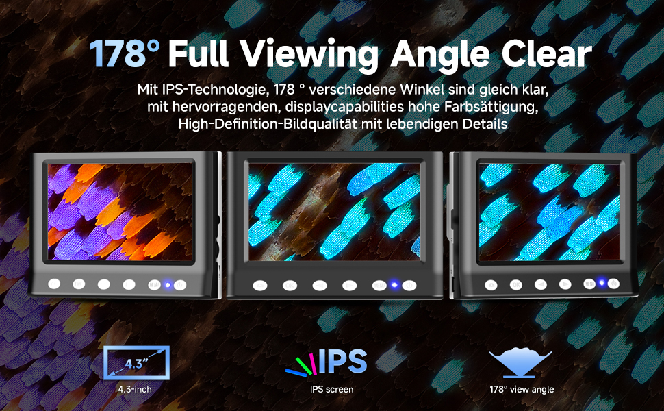 Цифровий мікроскоп Leipan LPM7 4.3' для дітей та дорослих, 1000x збільшення, IPS дисплей, 8 LED, USB-підключення до ПК (Windows/Mac), 32GB TF-карта, DM7-4.3' монетосвід