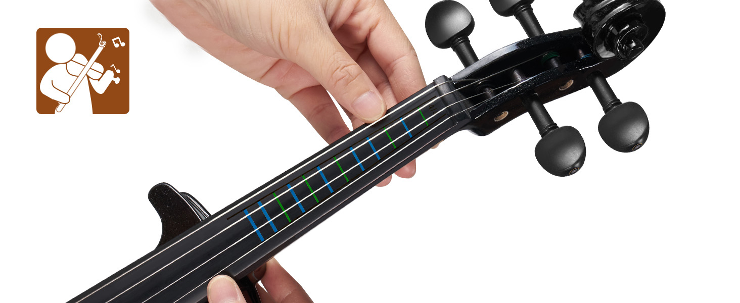 Електрична скрипка Vangoa 4/4 з цільного дерева, повного розміру, з усіма аксесуарами (колінь, чохол, кабель, підставка, смычок)