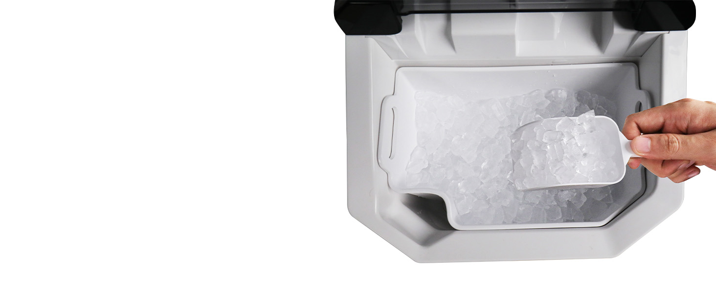 Машина для приготування кубиків льоду Ice Maker - 2L, чорна, з LED-дисплеєм, лопаткою та кошиком. Швидке приготування льоду за 6 хвилин.