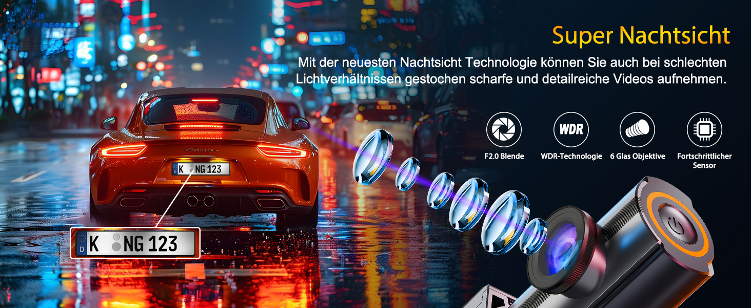 Відеореєстратор Auto Dashcam 4K WiFi 360° з CPL, 64GB SD, IPS Mini камера з Super Night Vision, WDR, 170° та G-Sensor